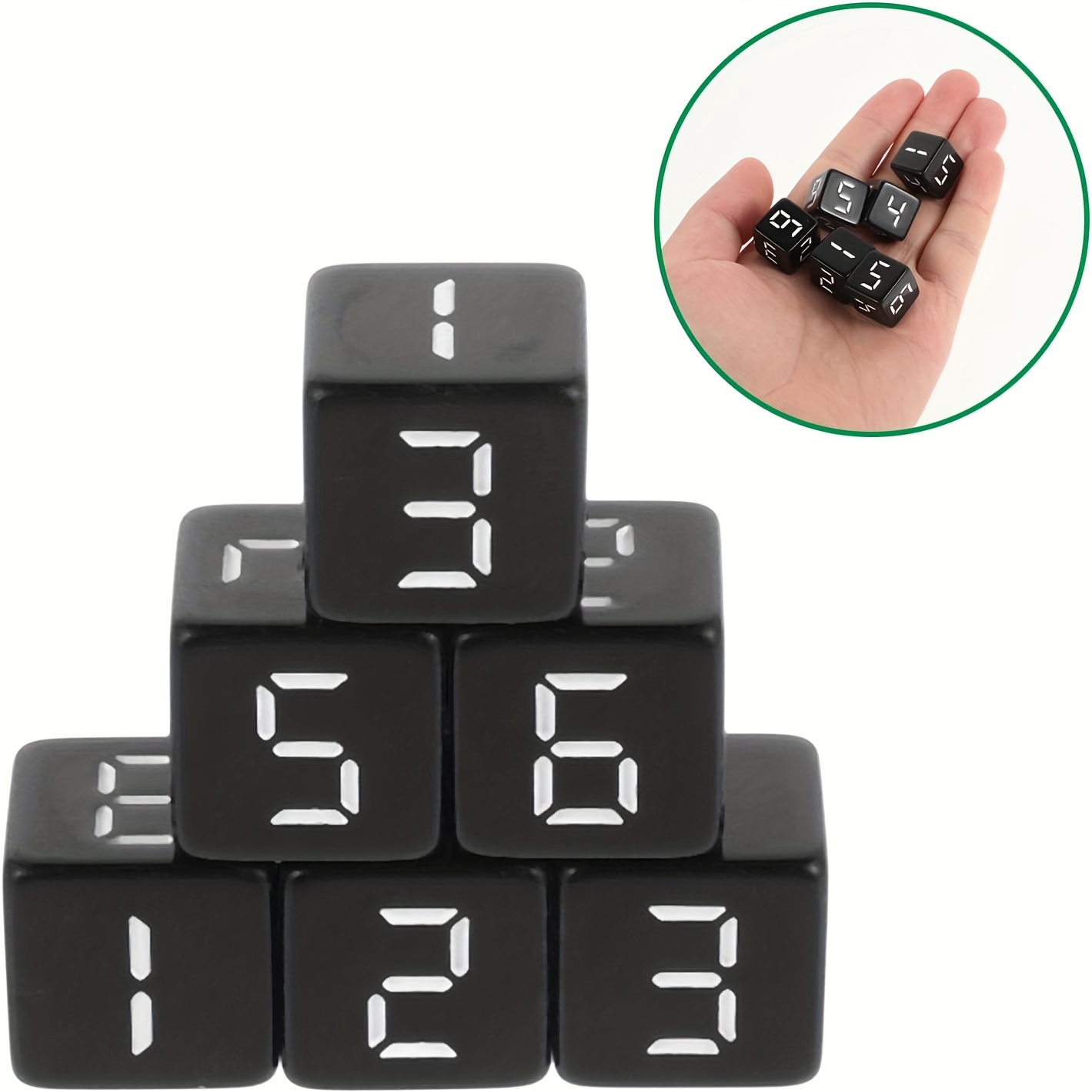 6pcs Acrylic Black Screen Mechanical Number Dice Set